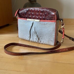 Brahmin Crossbody Small Whit &, Brown Textured Alligator Leather Purse